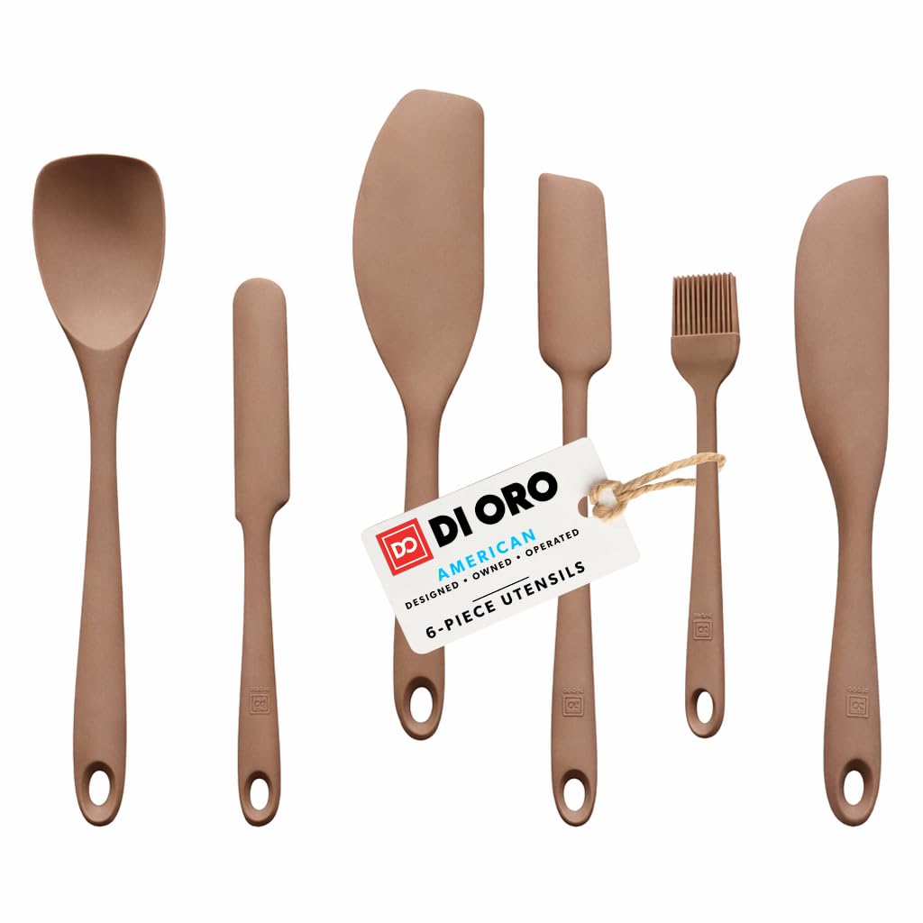 DI ORO 6-Piece Silicone Spatula Set - Rubber Kitchen Utensils for Baking, Cooking & Mixing - Heat-Resistant 600°F BPA Free Spatulas for Nonstick Cookware - Dishwasher Safe (Cinnamon)