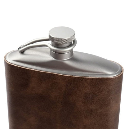 SILVERANT Titanium Ultralight 7.44oz/220ml Hip Flask Canteen, Lightweight Compact Outdoor Flask, Limited Edition With Leather Case & Funnel