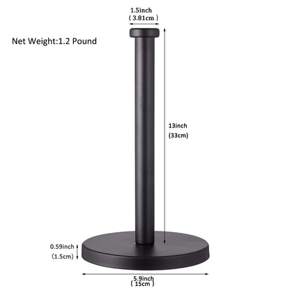 GWGTHZ Black Standing Paper Towel Holder for Kitchen& Bathroom Countertop,Under Counter, Table Or BBQ, Standard or Jumbo-Sized Roll Paper (with Stainless Steel Base)