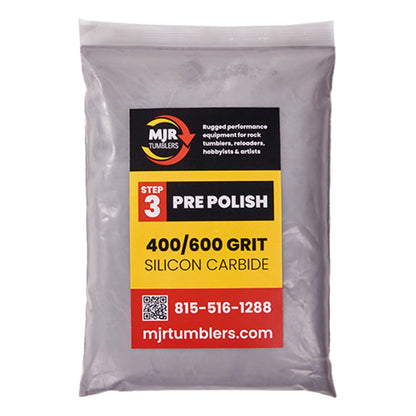 MJR Tumblers Rock Tumbler Grit Kit Refill for 15lb Tumblers, 4 Step Silicon Carbide & 12,000 Grit Aluminum Oxide Polish, Stone Polishing Kit for Rotary & Vibratory Rock Tumblers