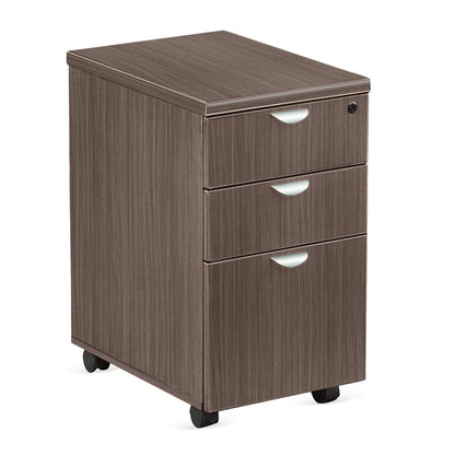 NBF Mobile File Cabinet 3 Drawer Office Storage Pedestal with Locking Drawers, 16" W x 22" D x 28" H, Driftwood, Esquire Collection