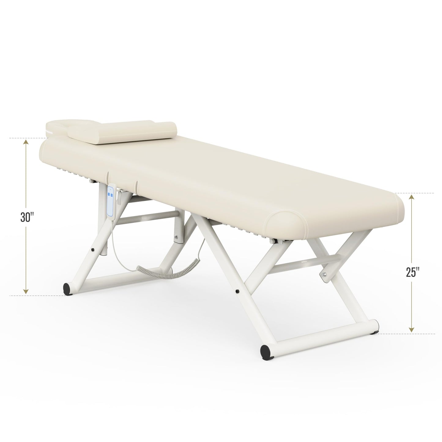 Height Adjustable Massage Table with Face Pillow & Headrest for Treatment Table, Physical Therapy Table, Spa Facial Professional Massage Bed - Adjustable Backrest, Electric Leg Lifting, Beige Gray