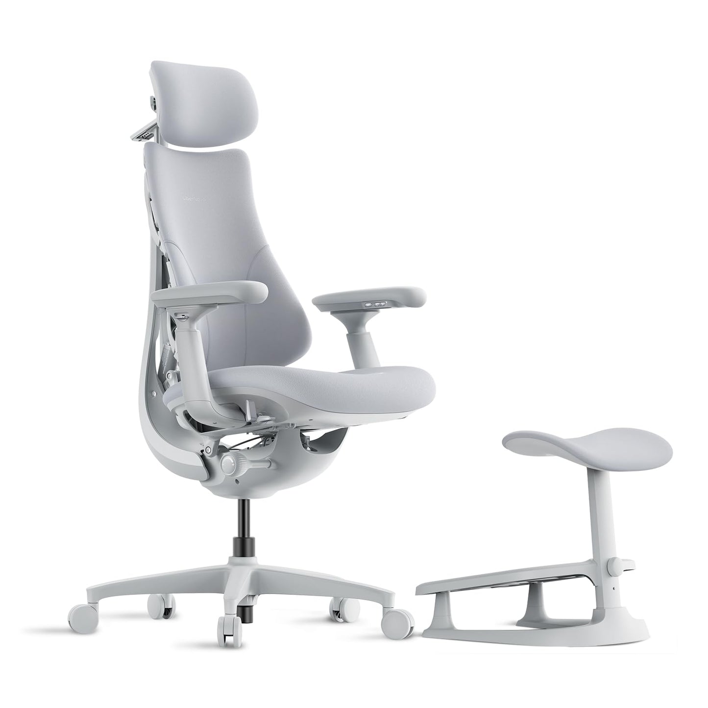 LiberNovo Dynamic Ergonomic Desk Chair + StepSync Footrest Bundle - Comfy Home Office Chair with Adaptive Lumbar Support, 160° Recline & Built-in Spine Stretch, Gray+45cm