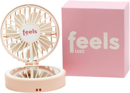 Compact Mini Fan Mirror, Handheld Portable USB Rechargeable Adjustable Speed Fan for Makeup Travel