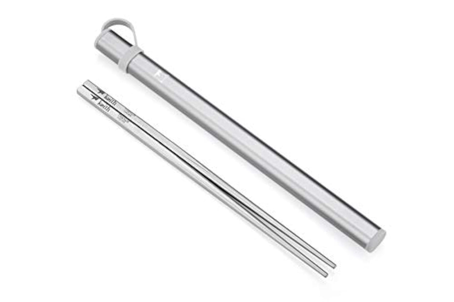 Keith Titanium Ti5633 Solid Square Handle Chopsticks with Aluminum Case (Grey) ●●●●●●● Keith's 18th Anniversary: Exclusive Price!