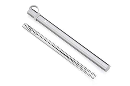 Keith Titanium Ti5633 Solid Square Handle Chopsticks with Aluminum Case (Grey) ●●●●●●● Keith's 18th Anniversary: Exclusive Price!