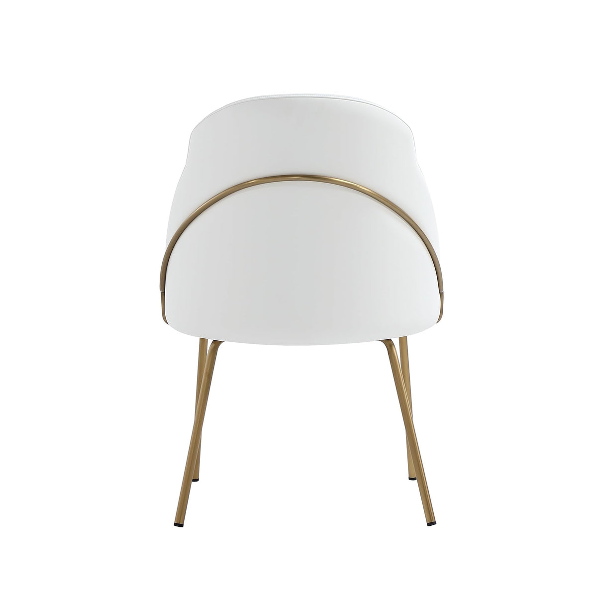 Manhattan Comfort Gracie Modern Faux Leather Dining Chairs, Upholstered Leatherette Seat, Steel Legs, High-Density Foam, Comfortable & Stylish Kitchen and Dining Room Chairs, Set of 2, White and Gold