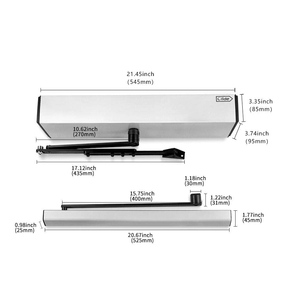 Olideauto Automatic Electric Swing Door Opener with 2PCS Surface-Mounted Wired AI Human Detection Sensor with Sensor and Anti-Pinch Function,Detecting Human Figure and Auto Open Door (Silver Grey)
