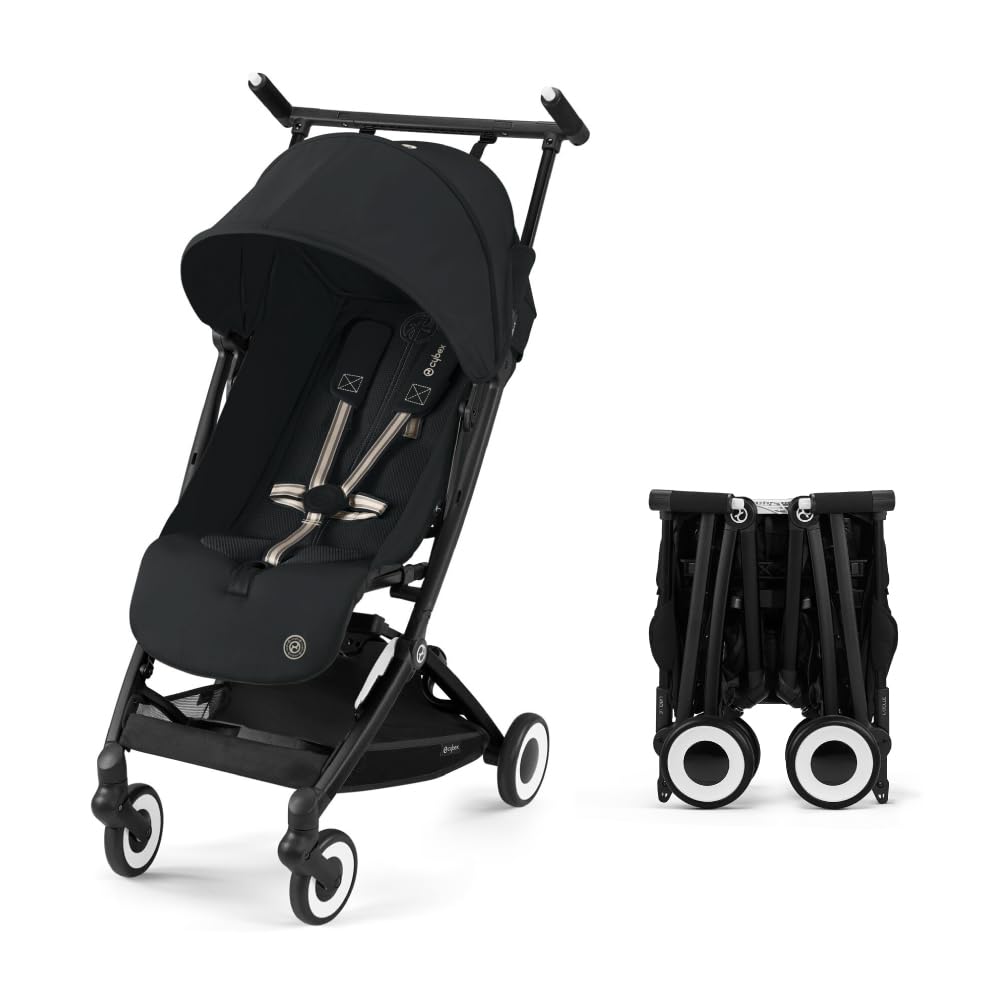 Cybex Libelle 2 Travel Baby Stroller - Lightweight Carry-On Travel Stroller for Airplane with One-Hand Recline, Compatible with CYBEX Car Seats, Magic Black