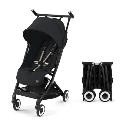 Cybex Libelle 2 Travel Baby Stroller - Lightweight Carry-On Travel Stroller for Airplane with One-Hand Recline, Compatible with CYBEX Car Seats, Magic Black