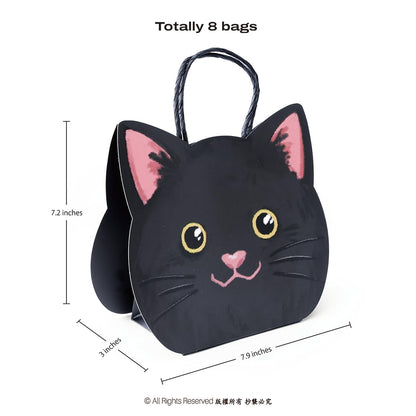 Cheerland Black Cat Birthday Decorations Black Cat Gift Bags Halloween Themed Witch Goodie Bags Party Favors Treat Bag Summerween Witchy Accessory Party Decoration Cute Kitten Gift Supplies 8 Pcs