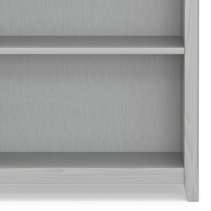 SIMPLIHOME Amherst Bookcase - 70 inch Tall 5-Shelf Solid Wood Bookshelf in Fog Grey, Transitional Storage for Living Room, Study Room or Office with Adjustable Shelves and Tapered Legs