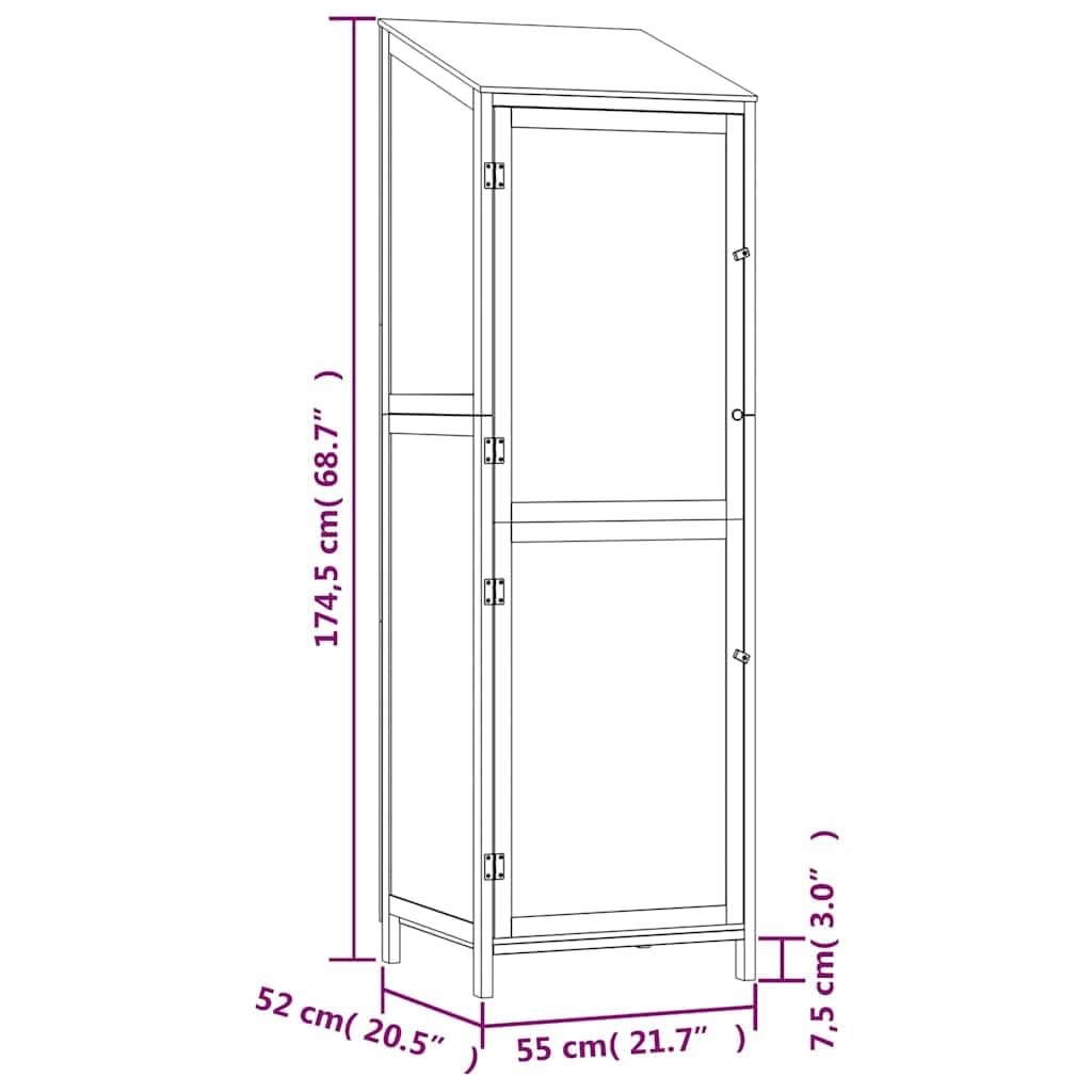 Outdoor Garden Shed, Tall Narrow Storage Cabinet, Solid Fir Wood Backyard Organization Unit for Gardening Tools, White Matte Finish, 21.7 x 21.7 x 68.7 Inches