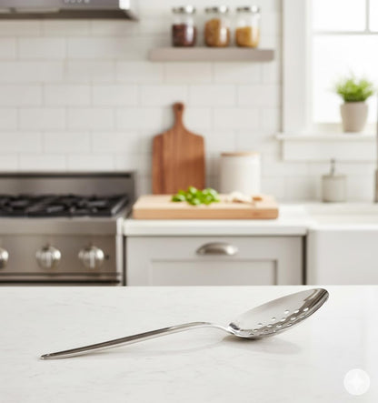 BNAZIND 3-PCS Kunz Spoon | 9 Inch 18/10 Stainless Steel Serving Spoons Set Include Serving Spoon, Slotted and Perforated Spoons (Medium 9 Inch, 3 Pack All Kunz)
