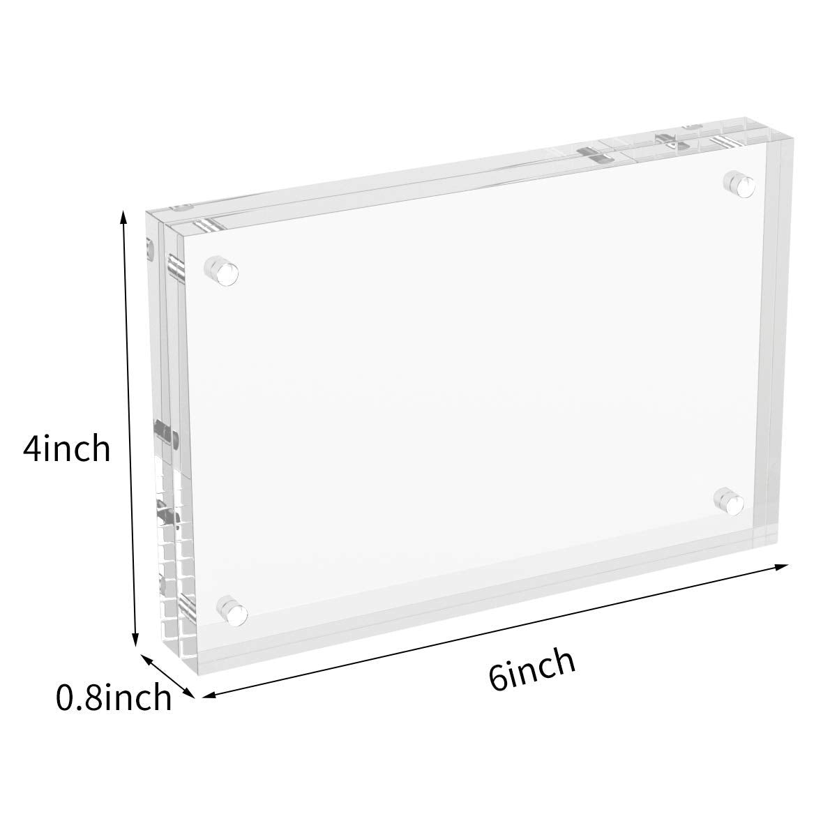 AITEE 4x6 Acrylic Picture Frames 3 Pack, 20% Thicker Block, Clear Picture Frames Freestanding Double Sided Magnetic Acrylic Lucite Frameless Transparent Square Frame Gift for Desktop Display