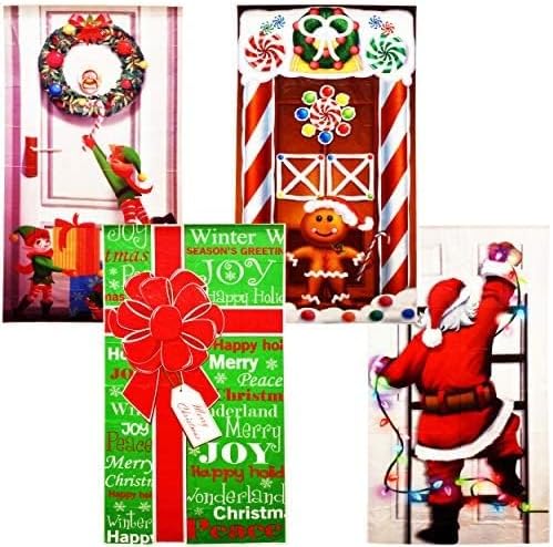 4 Pack Christmas Bathroom and Front Door Holiday Decorations and Covers for Festive Decor
