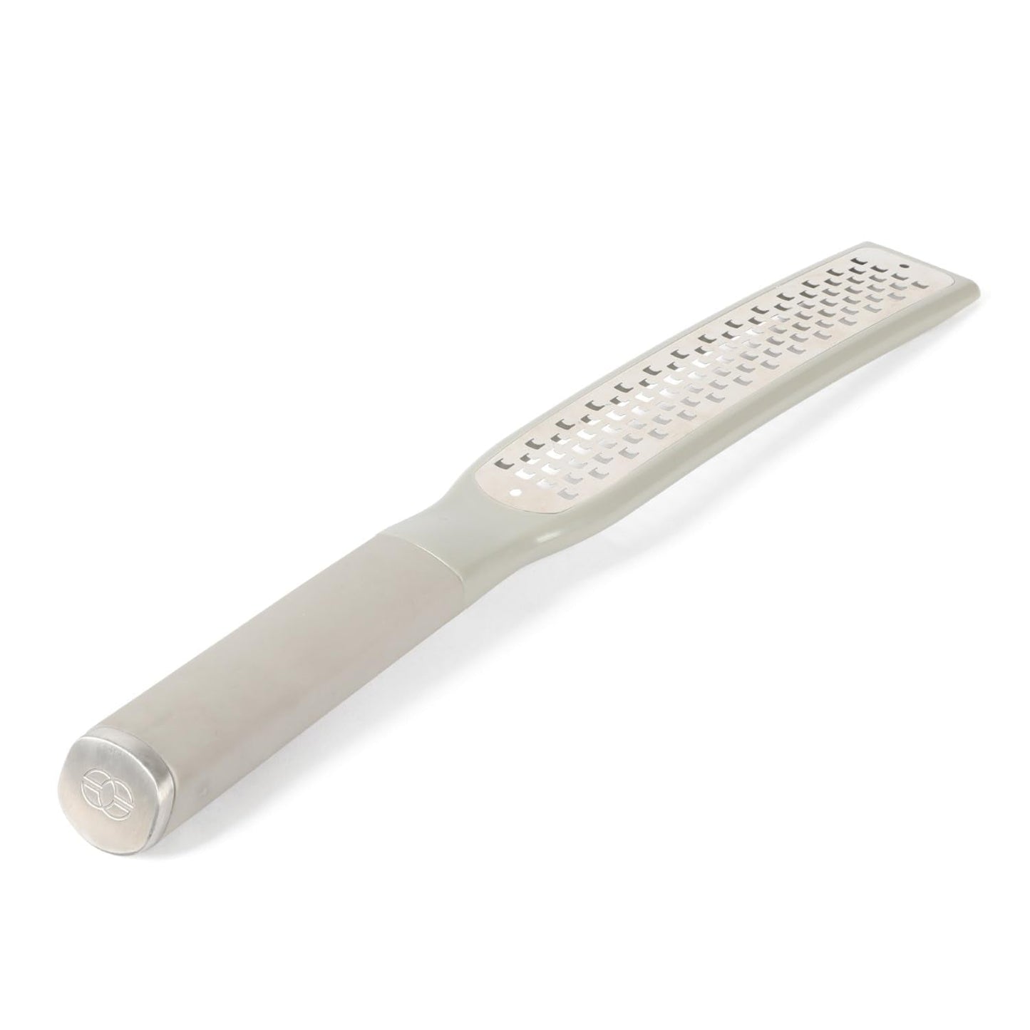 Calphalon Edge Stainless Steel Handheld Grater Lemon Zester W/Cover & Rubber Handle - Taupe