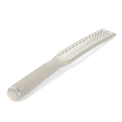 Calphalon Edge Stainless Steel Handheld Grater Lemon Zester W/Cover & Rubber Handle - Taupe