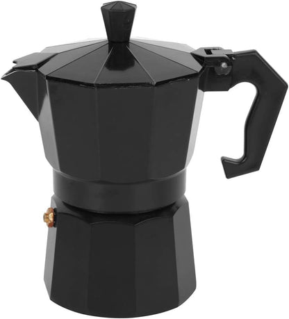 Stovetop Espresso Maker, Classic 6-Cup Capacity Aluminum Coffee Machine Moka Pot for Office Home Use, Black