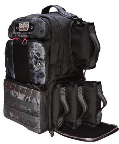 G.P.S. Tactical Tall Range Backpack | Holds 4 Handguns | MOLLE Webbing | Durable Waterproof Stain-Resistant Tactical Gear for Shooting & Hunting, Prym1 Blackout