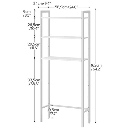 HOOBRO Over The Toilet Storage, 3-Tier Bathroom Organizer Shelf Over Toilet, Freestanding Bathroom Storage Shelves, Space Saver, Easy to Assemble for Room, White WT41TS01