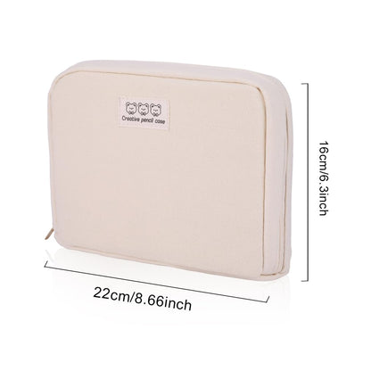 iSuperb Big Pencil Case Pouch Large Capacity Can Hold a Book, Pen Pouch Waterproof for Adult Kids College Student Zipper Stationery Organizer Storage Cosmetic Makeup Bag (Beige)
