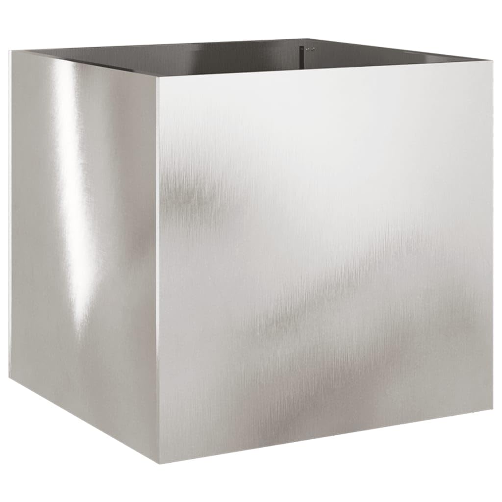 Tmriohed Stainless Steel Planter Boxes Set of 2 Large Silver Rectangular Modern Outdoor Indoor Garden Flower Pot 19.3"x18.5"x18.1" for Patio Balcony Living Room