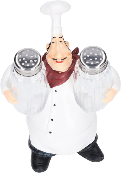 Small Resin Chef Statue Salt Shakers, Cute Figurines Spice Jars for Restaurant Kitchen Decoration