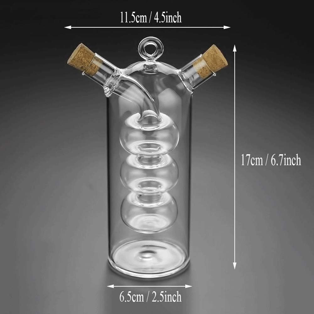 2 1 Olive Oil and Vinegar Dispenser Cruet Bottles, in Transparent Dual Glass for Kitchen Cooking Container
