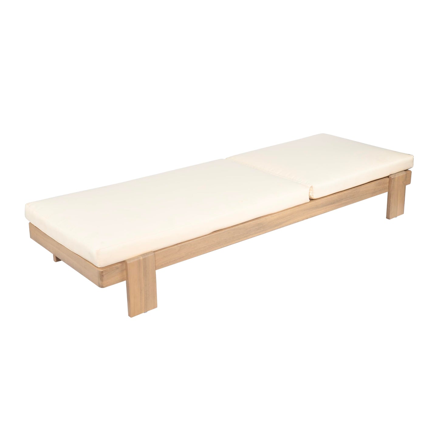 Christopher Knight Home Duska Acacia Wood Chaise Lounge Chair Outdoor, Patio Outdoor Chaise Lounge with Cushions, Adjustable Backrest Single Lounge Sofa, Poolside Seating, Teak+Beige