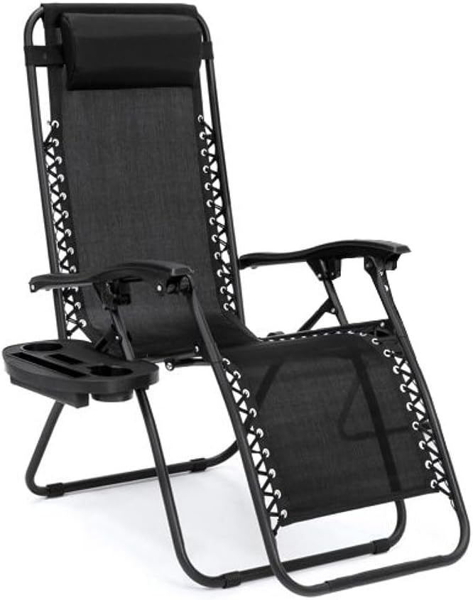 EZONE (1-Chair) (1, Zero Gravity Lounge Chair Outdoor Adjustable Reclining Patio Chair Steel Mesh Folding Recliner