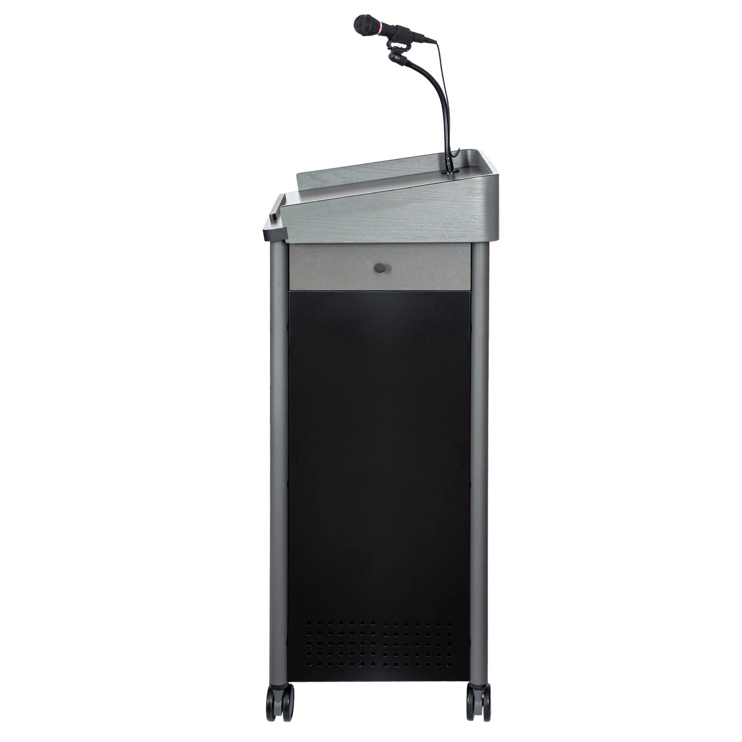 OEF Furnishings CoreSound Media Series Floor-Standing Mobile Lectern (No Microphone, AC Powered, Charcoal Finish)