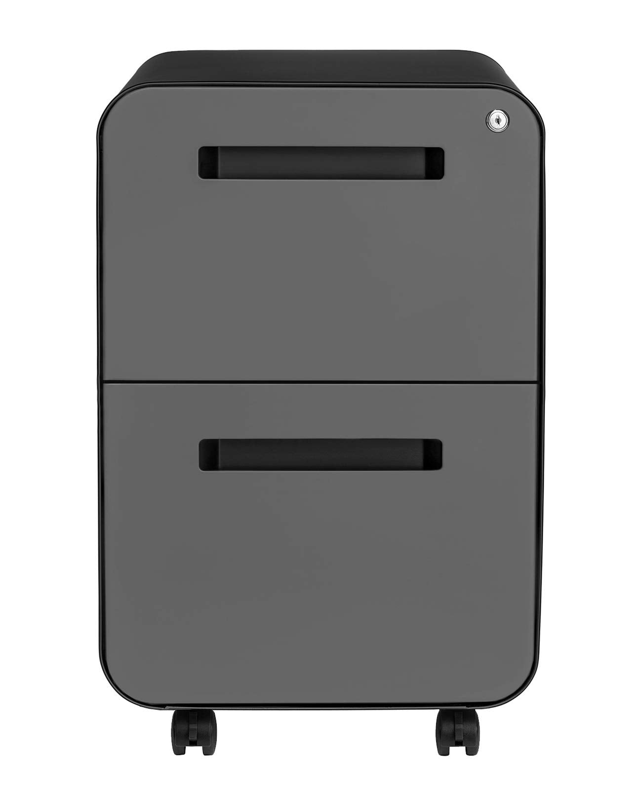 Laura Davidson Furniture Stockpile 2-Drawer Modern Mobile File Cabinet, Commercial-Grade (Black/Grey)