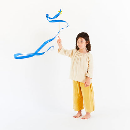 Sarah's Silks Starry Night Streamer - Pretend Play, Dance, Baton Stick Twirling, and Gymnastics Party Favors | 100% Silk and Wood Montessori and Waldorf Toys, 1 Piece