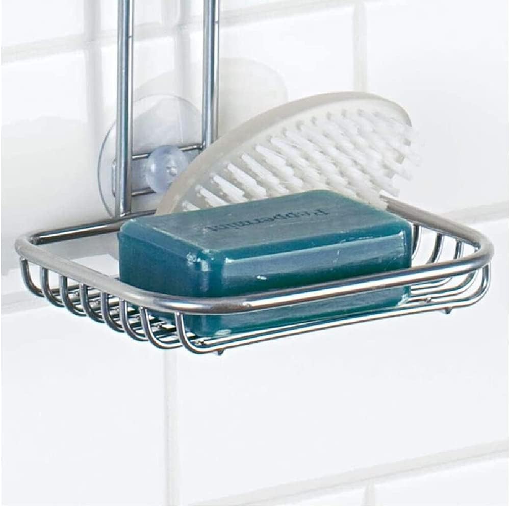 InterDesign Linea Adjustable Shower Caddy - Bathroom Storage Shelves for Shampoo, Soap, Silver