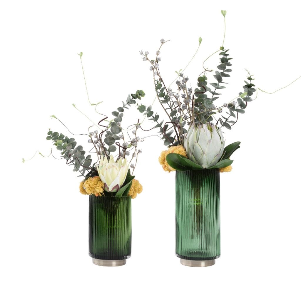 XUNTING Artificial Plants Indoor Nordic Light Luxury Simulation Flower Art Decoration Living Room Dining Table Negotiating Table Glass Bottle Flower Arrangement Decoration Plants Decor(B)