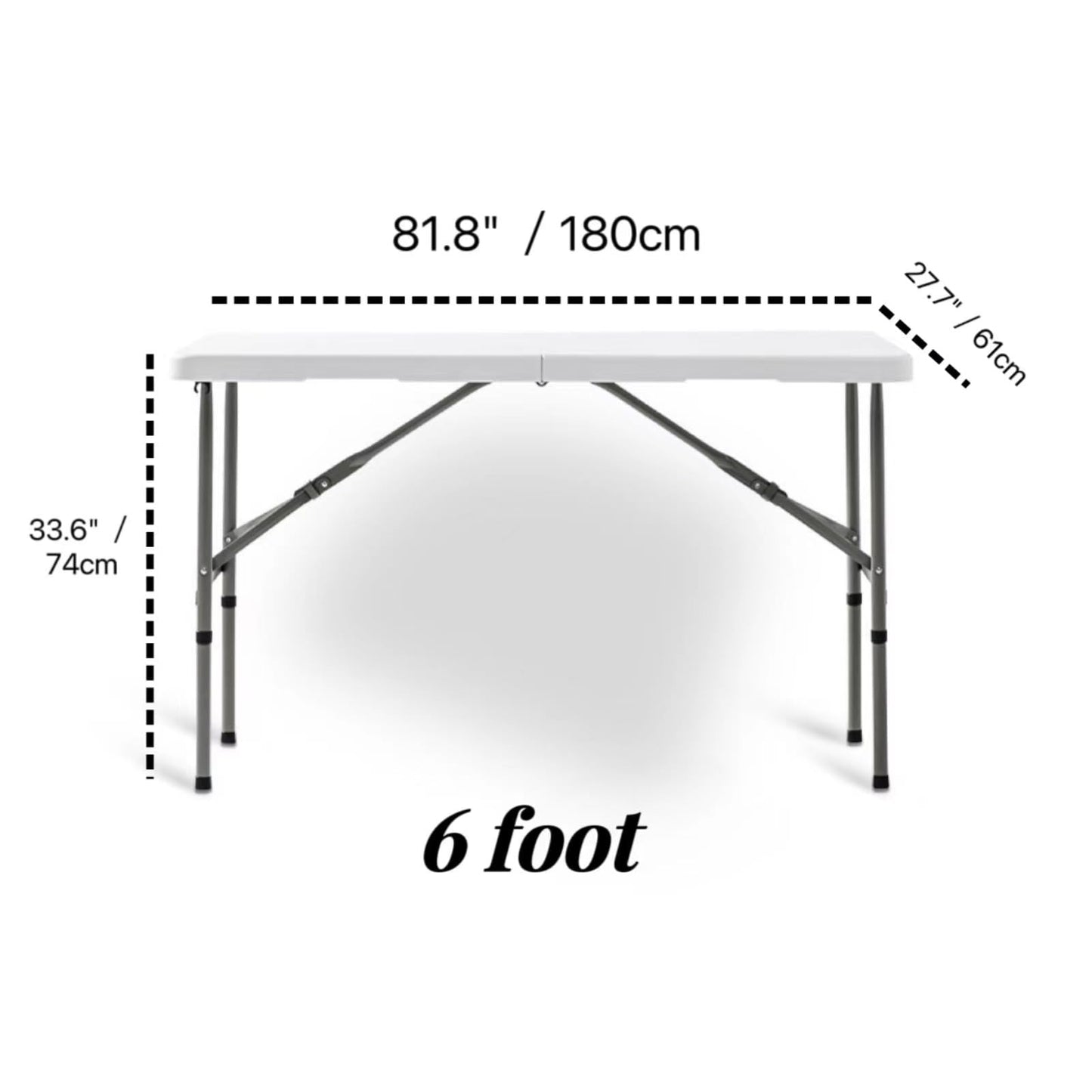 6ft Portable Aluminum Folding TableLightweight Collapsible BBQ Camping & Outdoor Dining Table Perfect for Garden Picnics Cookouts Buffets (Black)