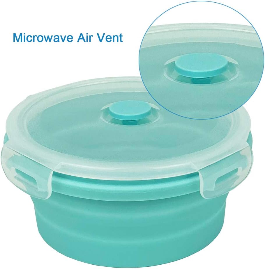 CARTINTS Small Collapsible Bowl, Silicone Food Storage Containers for Camping with Airtight Lids