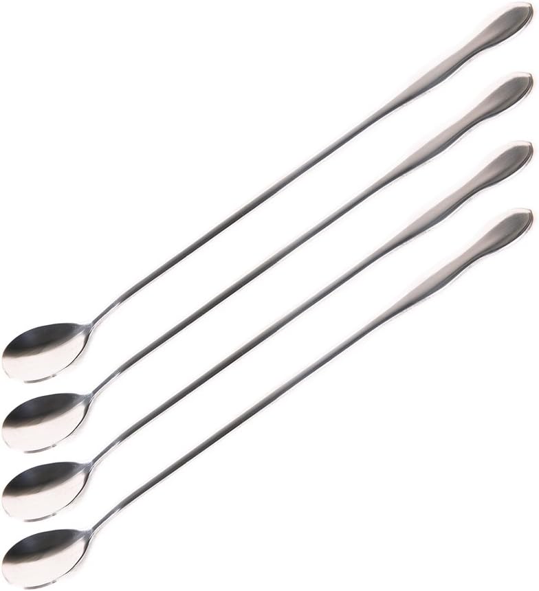 SellerWay Long Handle Spoon, 12-inch Stainless Steel Iced Teaspoon for Mixing, Set of 4