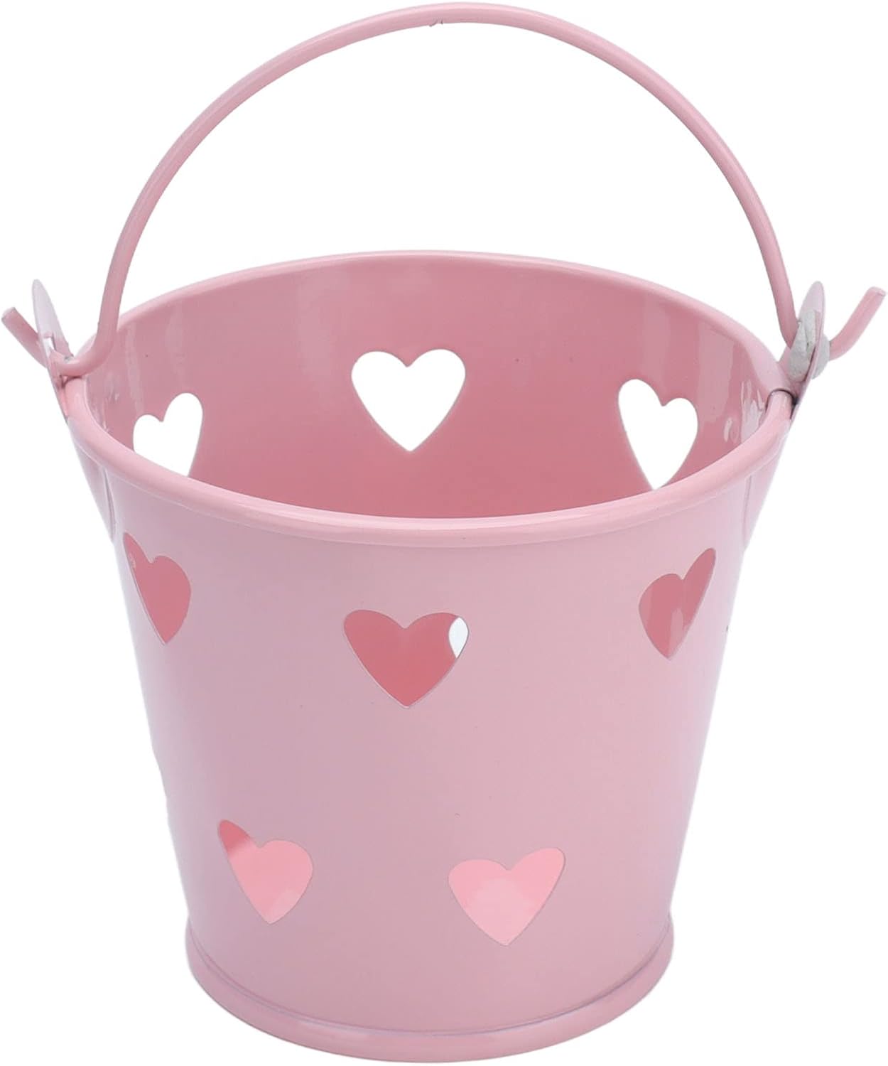 Tinplate Metal Bucket with Handle, 12pcs Mini Hollow Love Candy and Snack Storage Tin Bucket for Gardening Crafts, Home