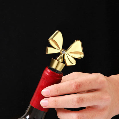 Wine Stopper Set,Bowknot Wine Bottle Stopper,4 Pack Decorative Removable Cute Bow Wine Bottle Stopper, Reusable Vacuum Bottle Corks with Silicone Seal for Halloween, Women, Gift, Holiday Party