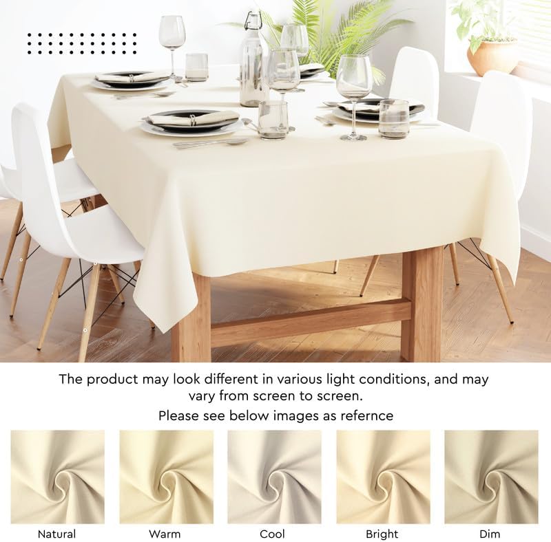 Encasa Table Cloth, 56x91 in Cotton Canvas Fabric, Sage Green Solid Color, Machine Washable Dining Tablecloth