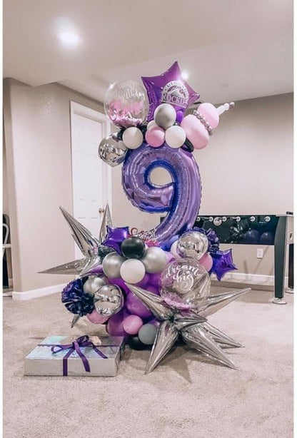 Purple Number 6 Balloon - 40 Inch Giant Foil Balloon for 6th Birthday Party Decorations