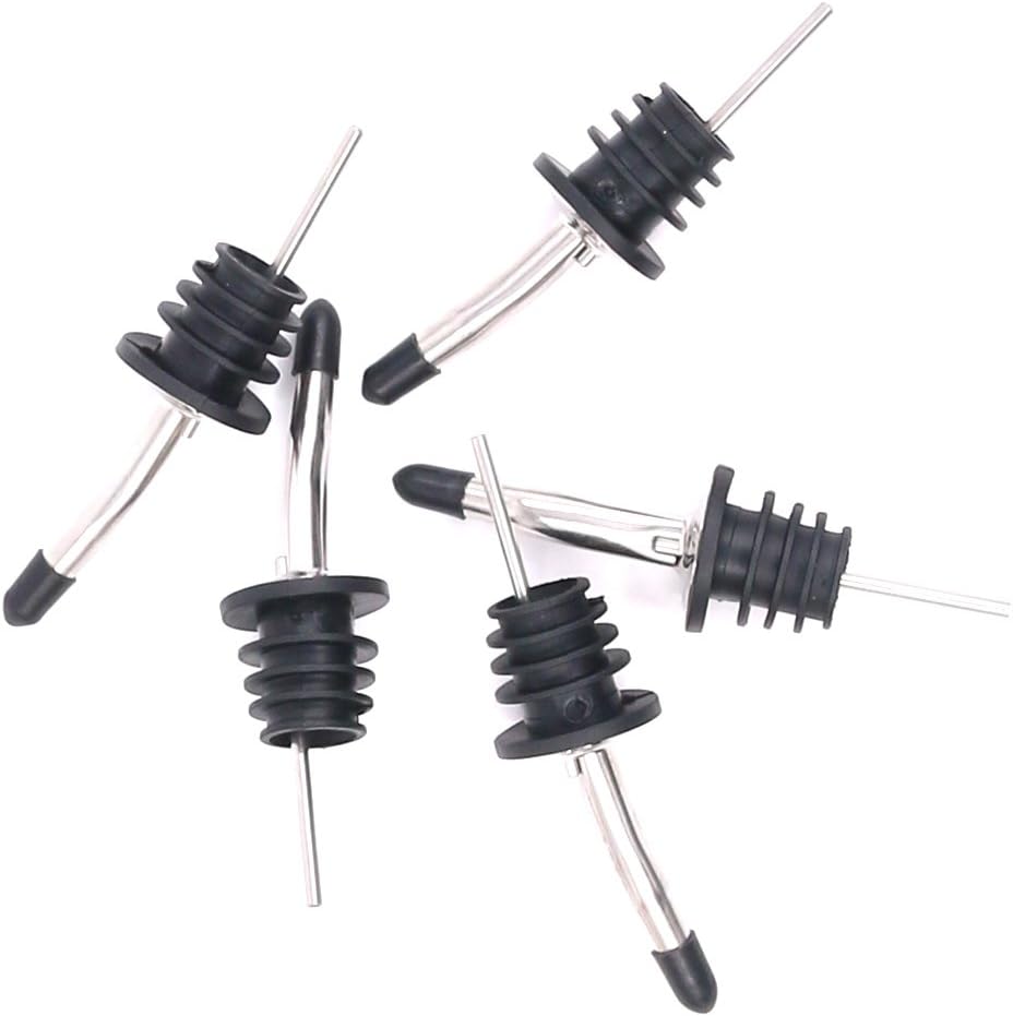 Swpeet 15 Pcs Stainless Steel Liquor Bottle Speed Pourers with Rubber Dust Caps for Pubs, Clubs, Restaurants, Bars