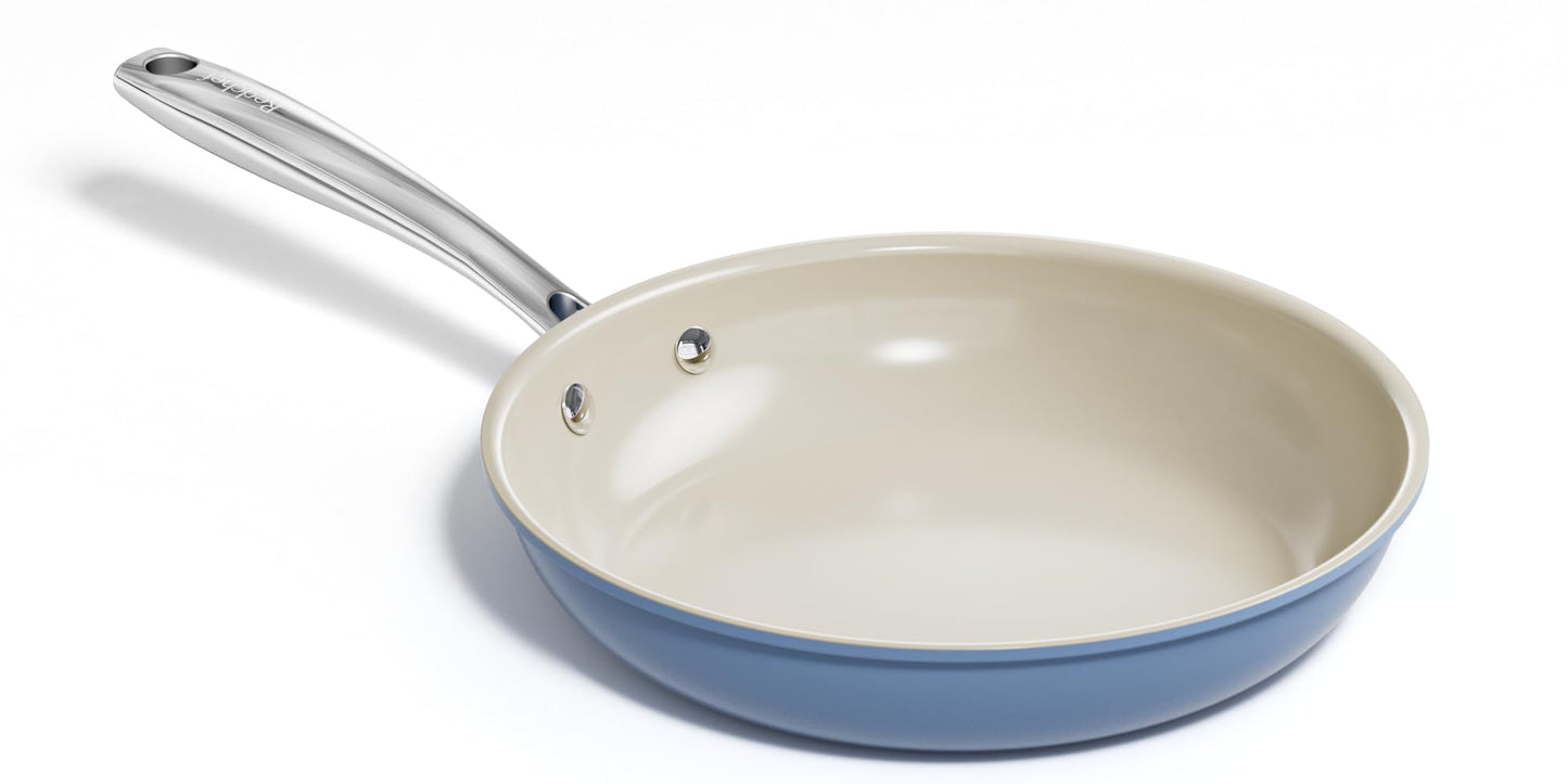 Redchef Nonstick Frying Pan Skillet, Ceramic Non-Stick Saute Pans, 9.5 inch Cooking Fry Pan with Stay Cool Handle, All Stovetops, Dishwasher/Oven Safe, PFAS-Free, Non Toxic (Blue)