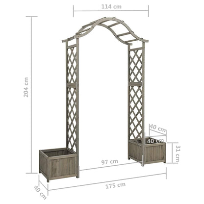 Wooden Garden Arch with Planter Box, Large Grey Firwood Pergola for Climbing Plants, Decorative Entryway for Backyard, Patio, and Lawn Decor
