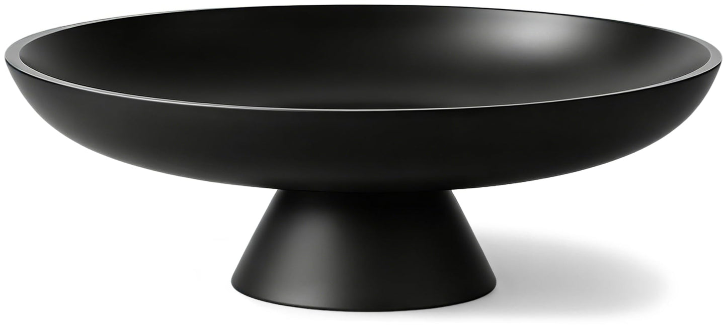 Large Fruit Bowl for Kitchen Counter, Concrete Decorative Bowls for Home Decor, Modern Key Bowl for Entryway Table (Black)