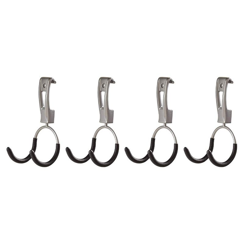 Rubbermaid Universal Powder Coaded Metallic Fasttrack Hanging Garage Hook Organizers for Ladder, Tool, and Bike Storage (4 Pack)