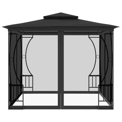 Anthracite Gazebo with Mosquito Nets, 9.8'x9.8' Outdoor Canopy Tent, UV Proof Polyester Fabric, Steel Frame, for Patio, Backyard, Deck Lawn Structures