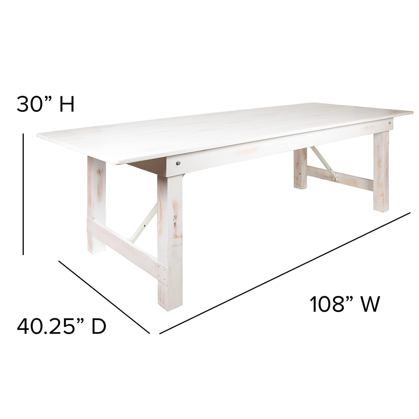 Flash Furniture HERCULES Series 9' x 40" Antique Rustic White Folding Farm Table and Two Bench Set